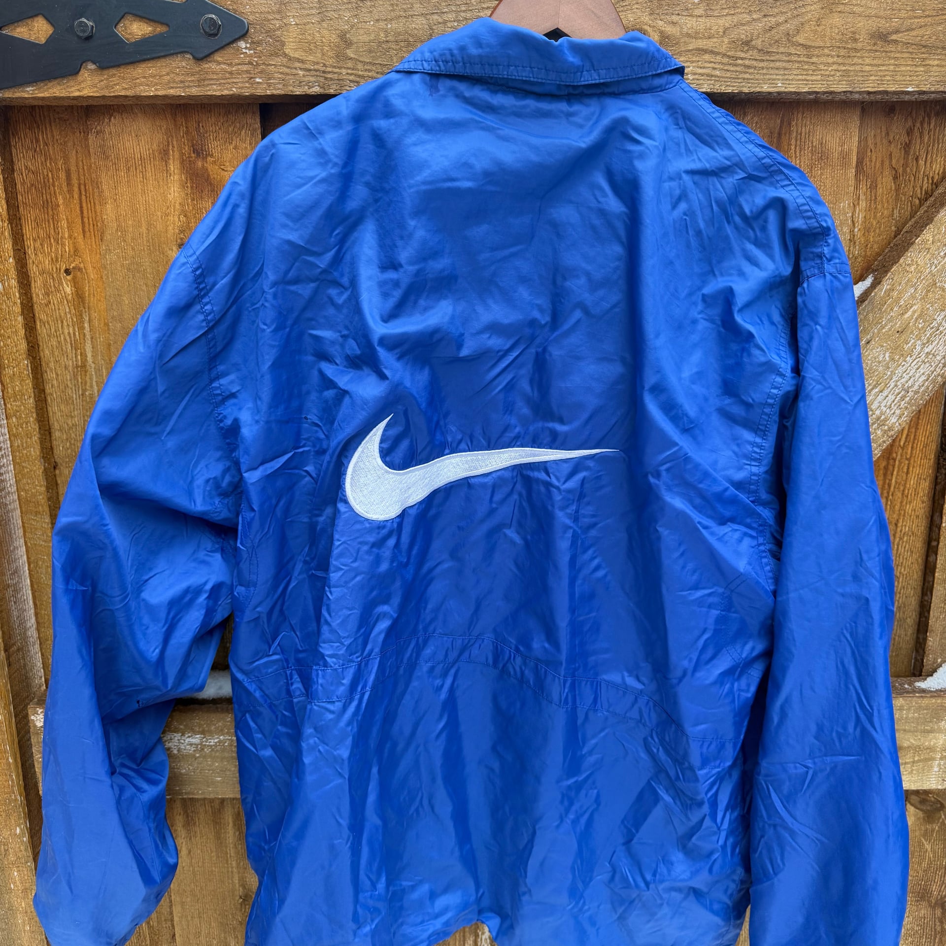 Vintage 90s Nike Windbreaker Jacket Blue White Tag Full Zip Logo Men's XL 2