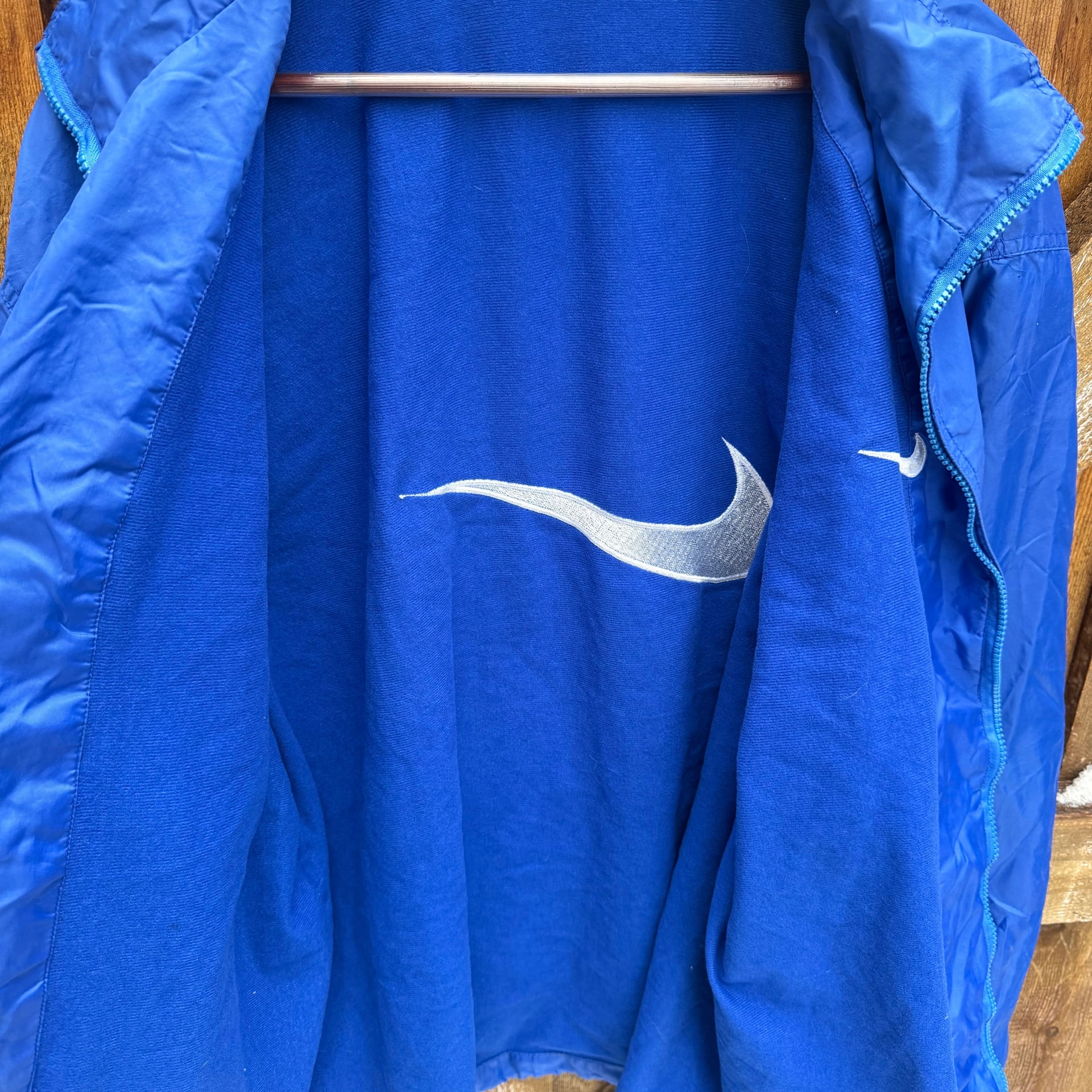 Vintage 90s Nike Windbreaker Jacket Blue White Tag Full Zip Logo Men's XL 6