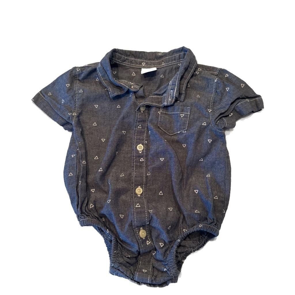 Vintage Gymboree Baby Boy Chambray Anchor Romper Bodysuit 12-18 Months 1