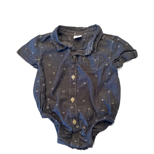 Vintage Gymboree Baby Boy Chambray Anchor Romper Bodysuit 12-18 Months