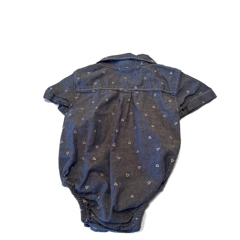 Vintage Gymboree Baby Boy Chambray Anchor Romper Bodysuit 12-18 Months 3