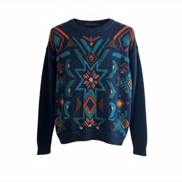 L.A.M.B. by Gwen Stefani Vintage 2005 Southwestern Beaded Knit Sweater Y2K XS