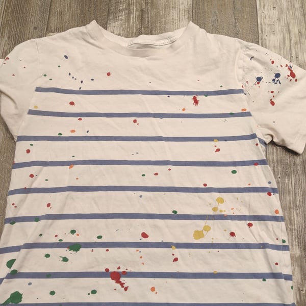 Paint-Splatter Striped Cotton T-Shirt for Boys