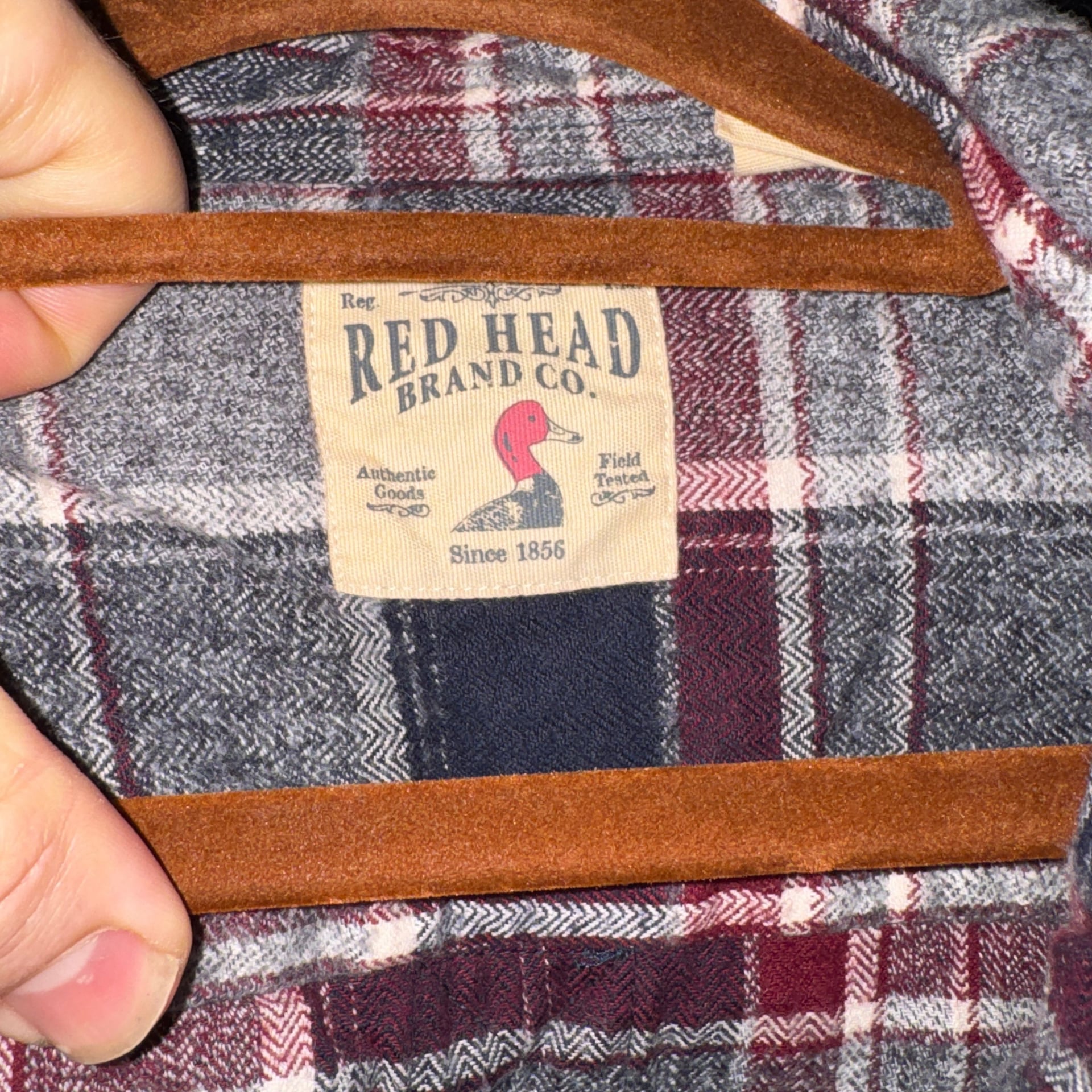 Red Head Brand Co. Men's Blue and Red Plaid Long Sleeve Button Down Flannel Shirt 1