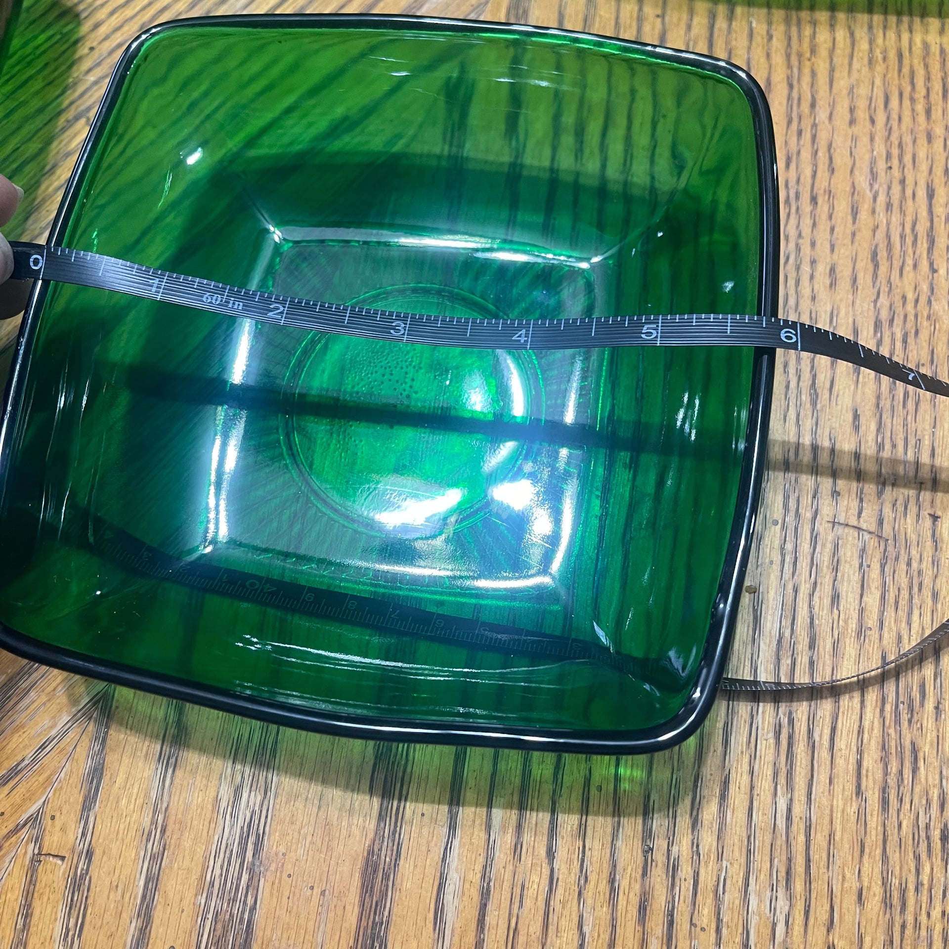 8-Piece Vintage Anchor Hocking Charm Forest Green Glass square bowls 5