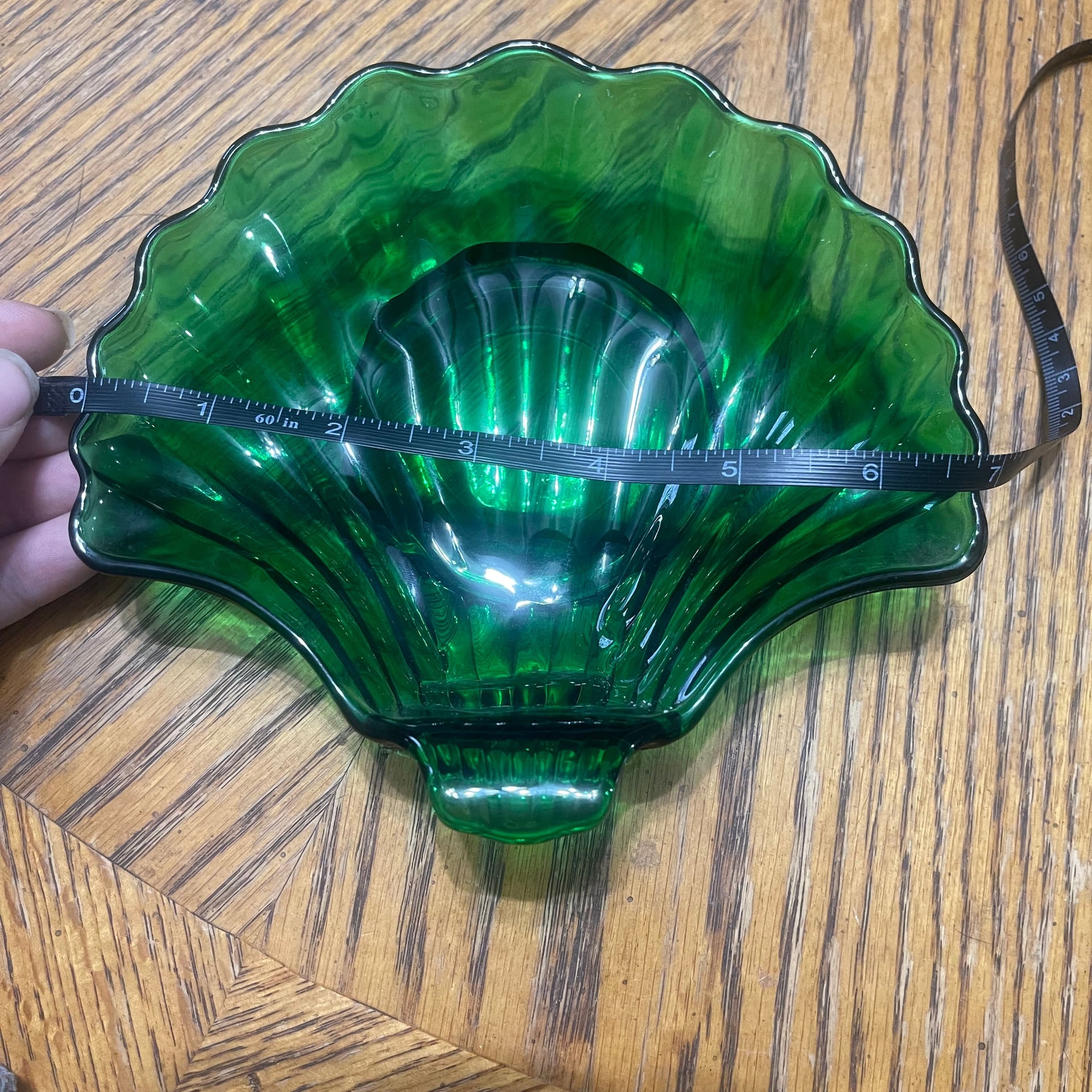 Vintage Anchor Hocking Forest Green Glass Shell Shaped Dessert Bowl Candy Dish 4