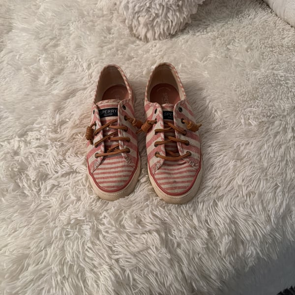 Sperry Top-Sider Women's Seacoast Red and White Striped Canvas Sneakers