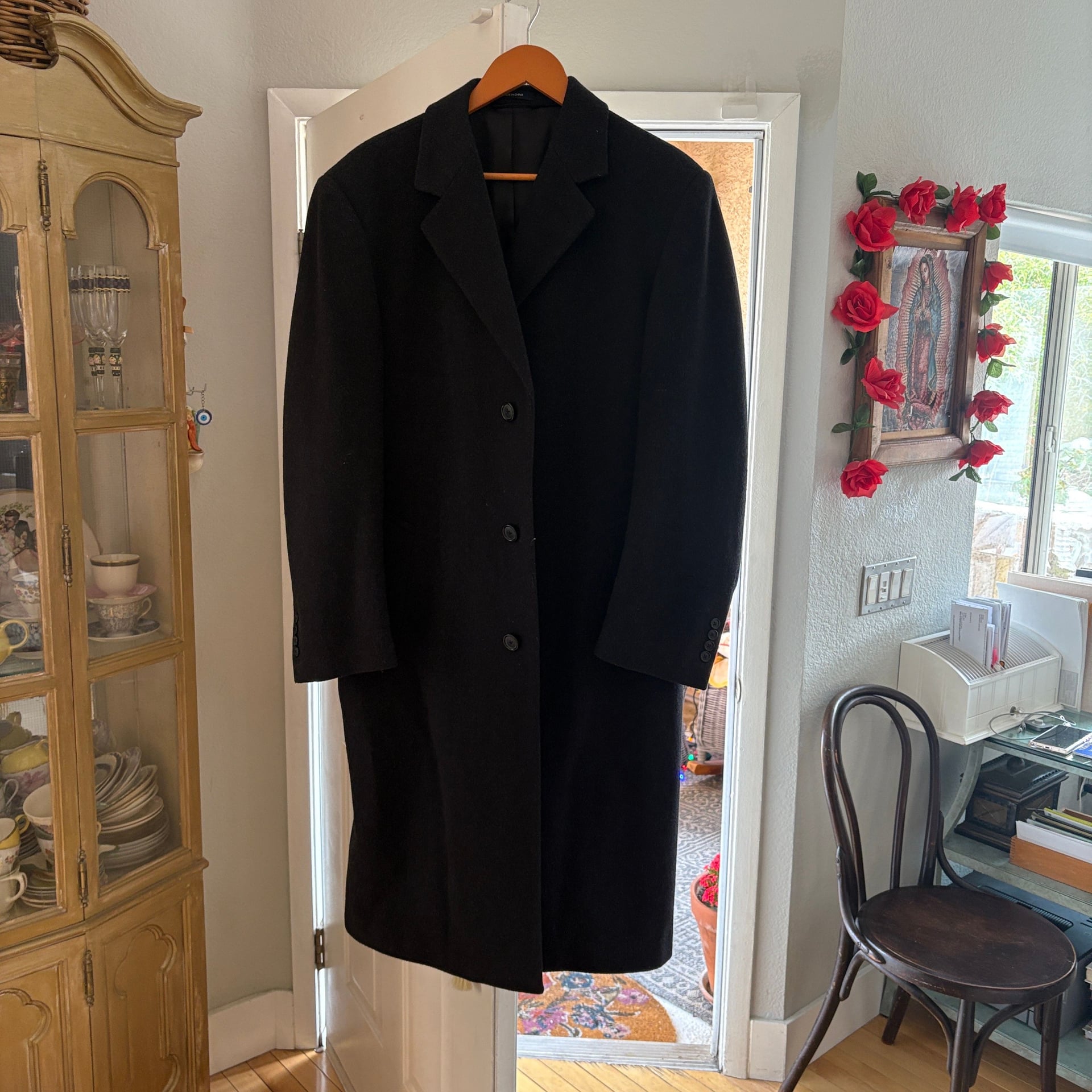 Nautica Macy's Men's Coat Three Button Front Black Wool Blend Size 40R 1