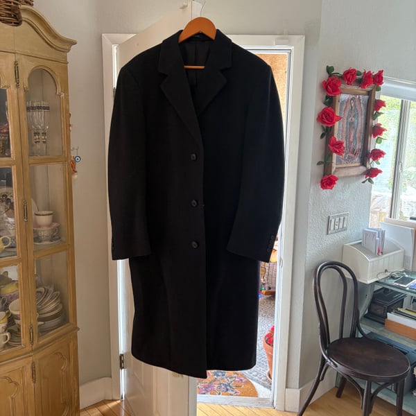 Nautica Macy's Men's Coat Three Button Front Black Wool Blend Size 40R