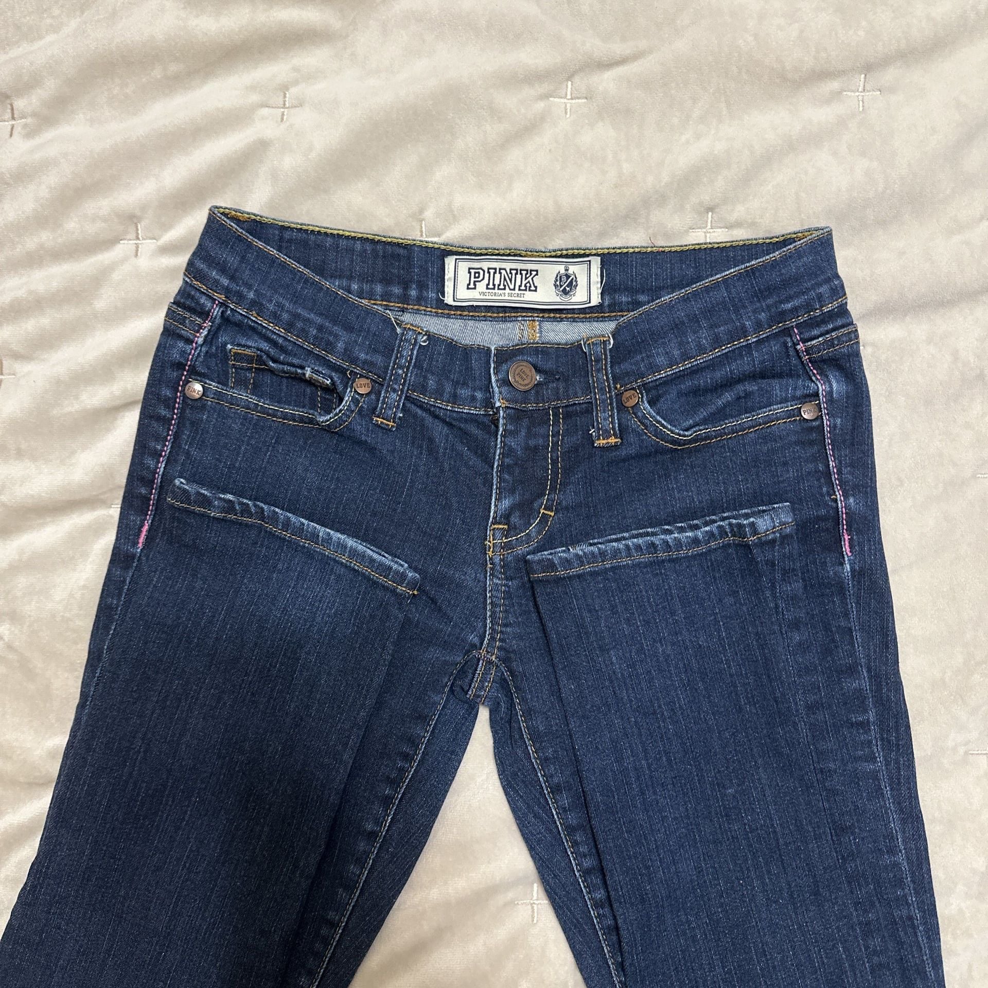 Victoria's Secret PINK Love Pink Dark Wash Low Rise Skinny Jeans 1