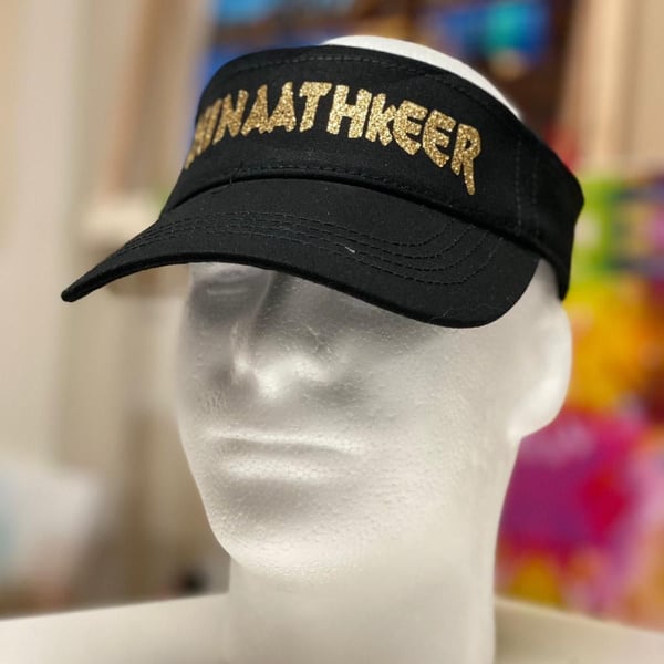 Chinaathkeer  Gold Logo Black Sun Visor Cap