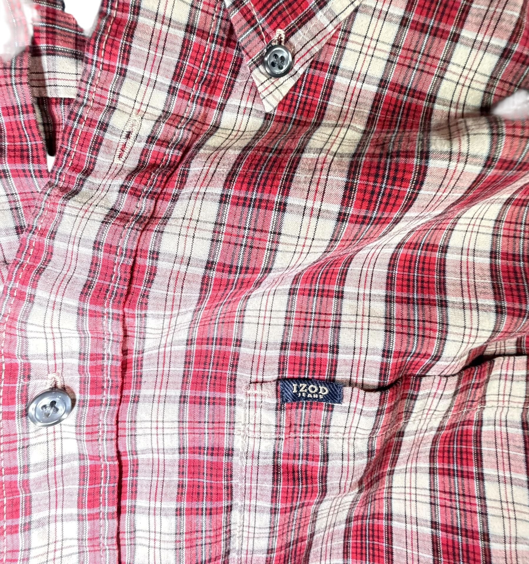 IZOD Jeans Men’s Plaid Button Down Shirt XL 100% Cotton Long Sleeve 4