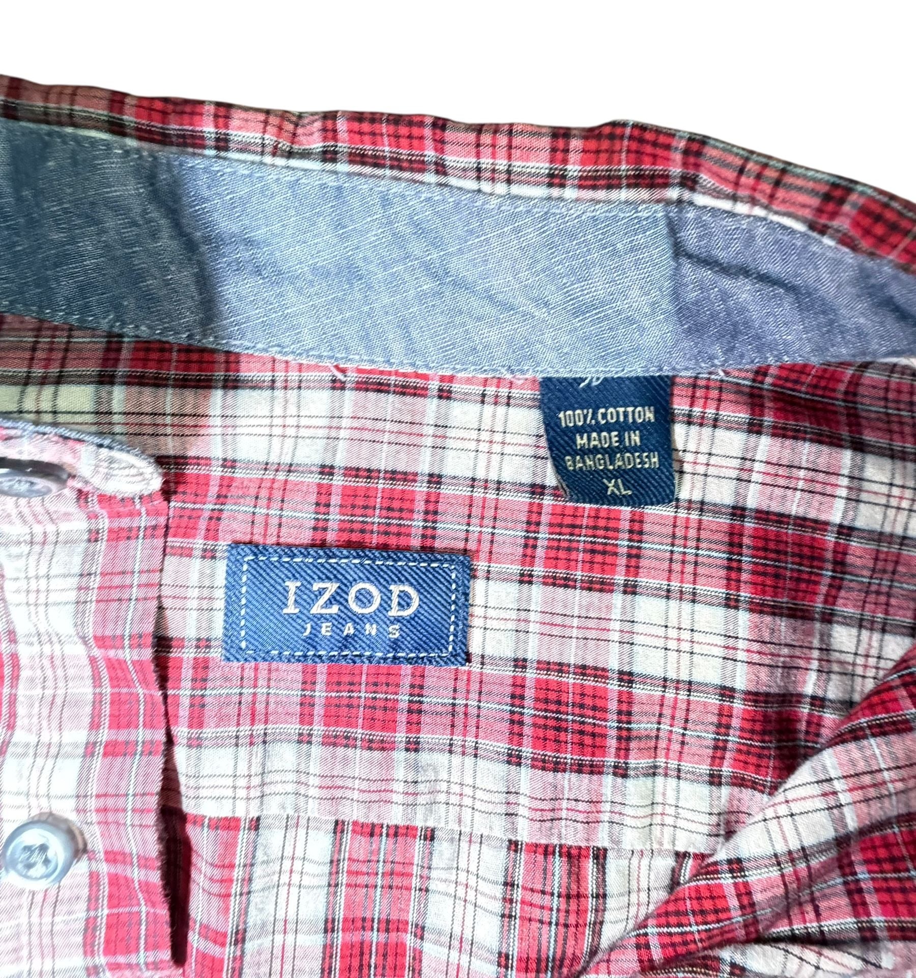 IZOD Jeans Men’s Plaid Button Down Shirt XL 100% Cotton Long Sleeve 5