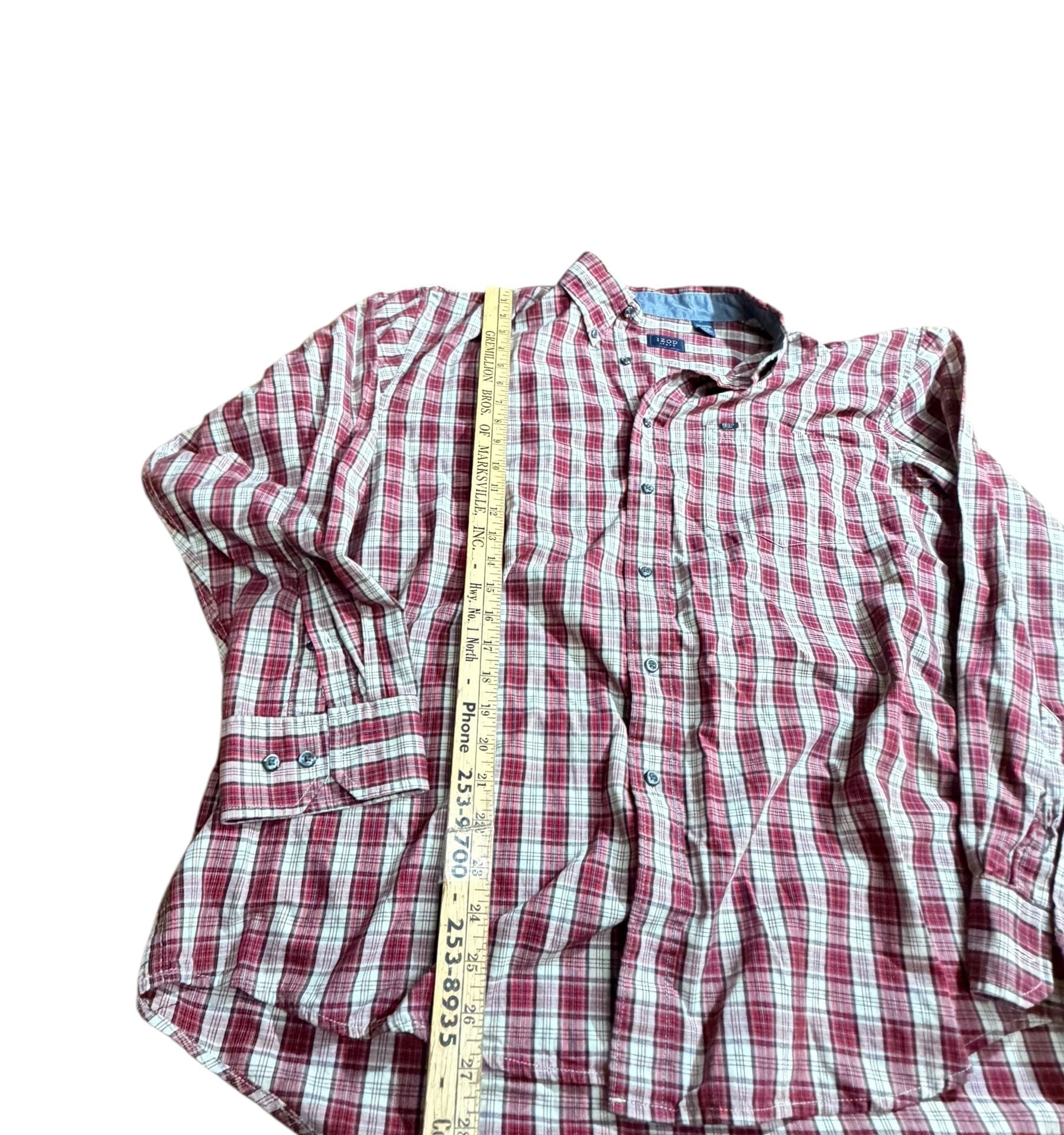 IZOD Jeans Men’s Plaid Button Down Shirt XL 100% Cotton Long Sleeve 6