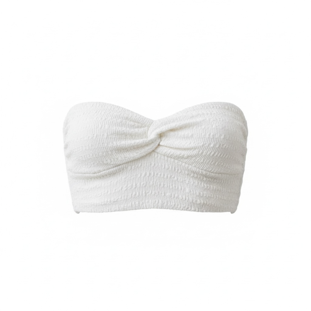 SHEIN Knit Twist-Front Tube Top in Off-White 2