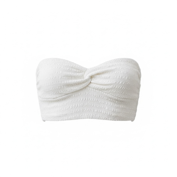 SHEIN Knit Twist-Front Tube Top in Off-White