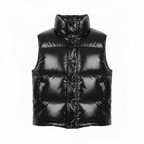 Fashion Nova Caleb Puffer Vest Black High Shine