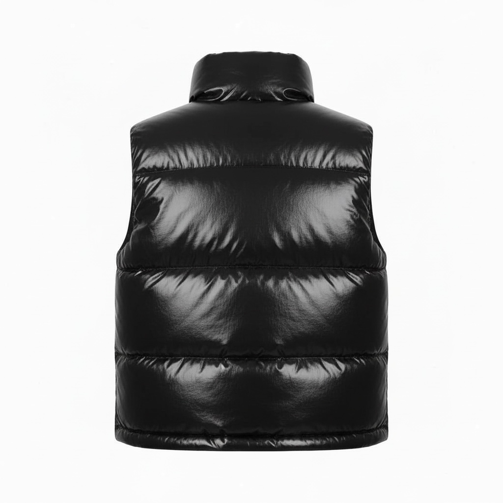 Fashion Nova Caleb Puffer Vest Black High Shine 3
