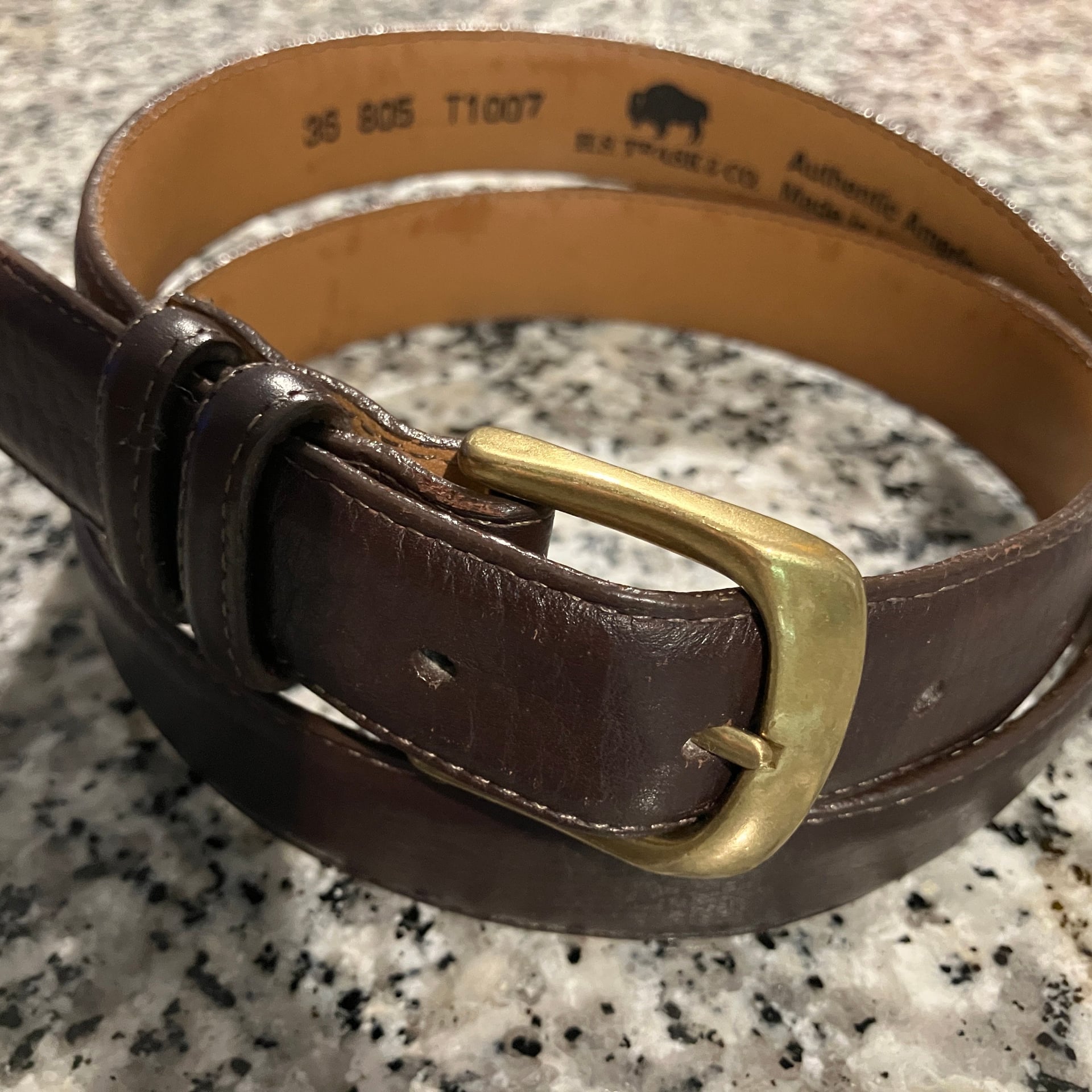 The Beltman 1.125" Wide Shrunken American Bison Leather Gun Belt 3