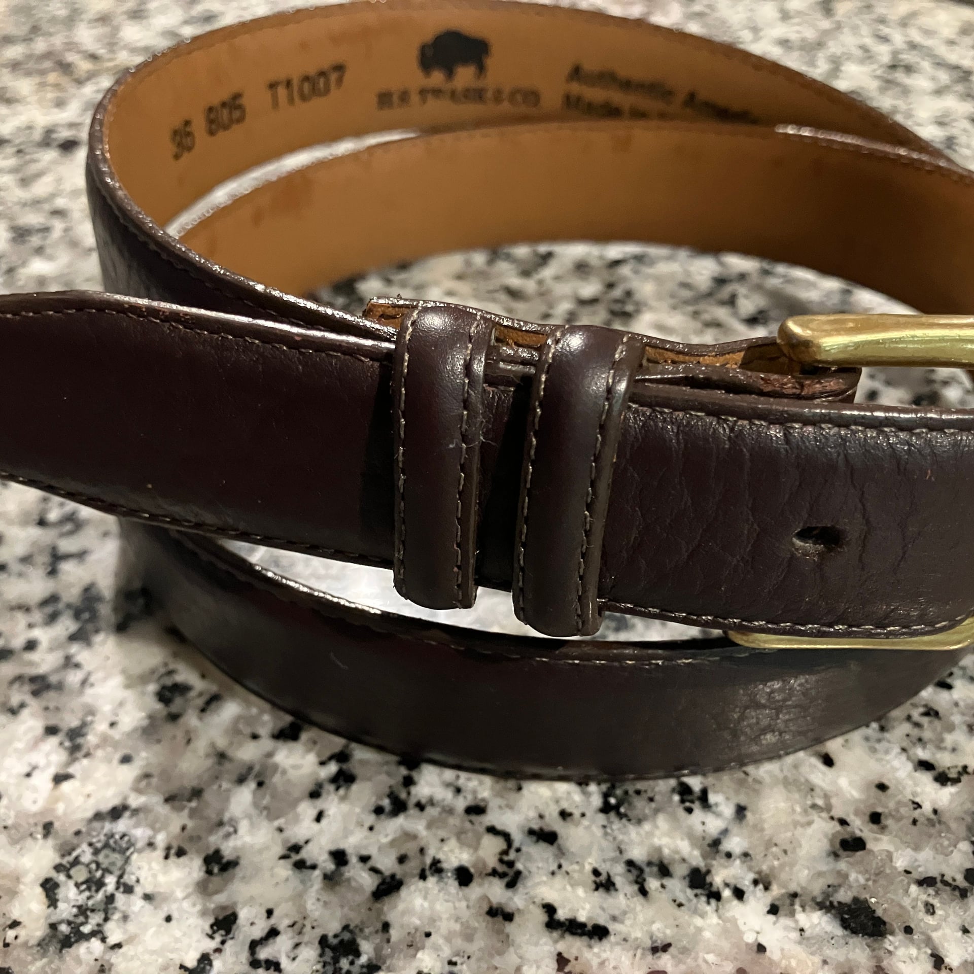 The Beltman 1.125" Wide Shrunken American Bison Leather Gun Belt 4