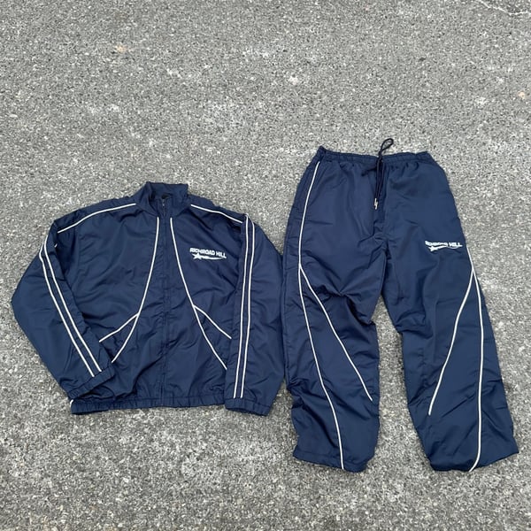 Vintage Reebok Navy Blue Full Tracksuit Windbreaker Jacket & Pants Set