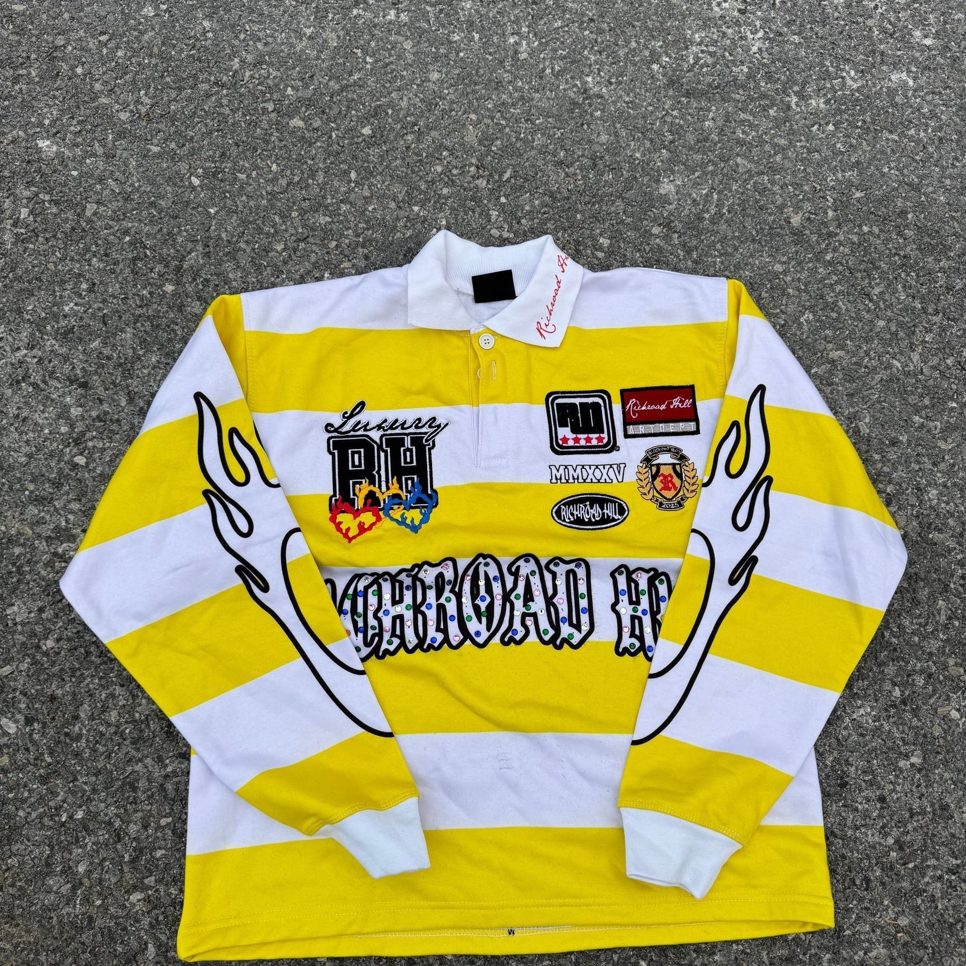 Sumé 'Global Championship' Black and White Zebra Stripe Rugby Polo 1