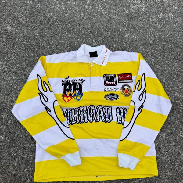 Sumé 'Global Championship' Black and White Zebra Stripe Rugby Polo