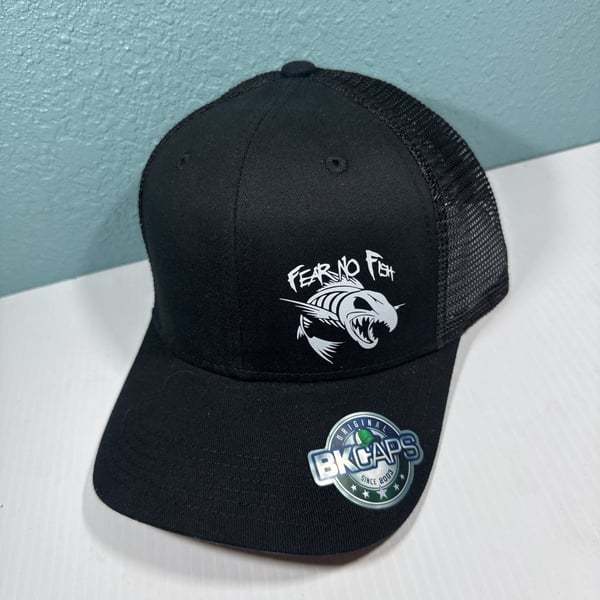 Skeleton Fish Mesh Back Trucker Snapback Hat BLCaps 112