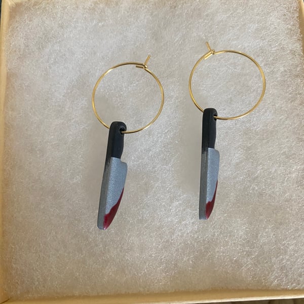 Bloody Knife Acrylic Dangle Halloween Earrings