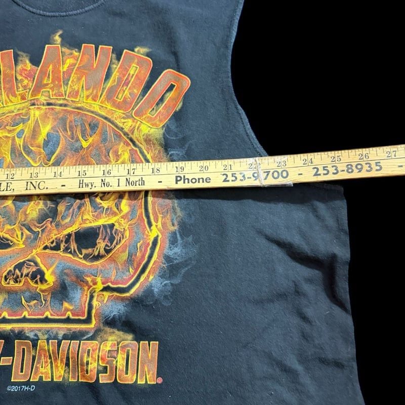Harley-Davidson Orlando Florida Flaming Skull Sleeveless T-Shirt XL XXL 8