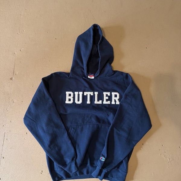 Vintage Champion Butler University Hoodie Navy Blue Size Large