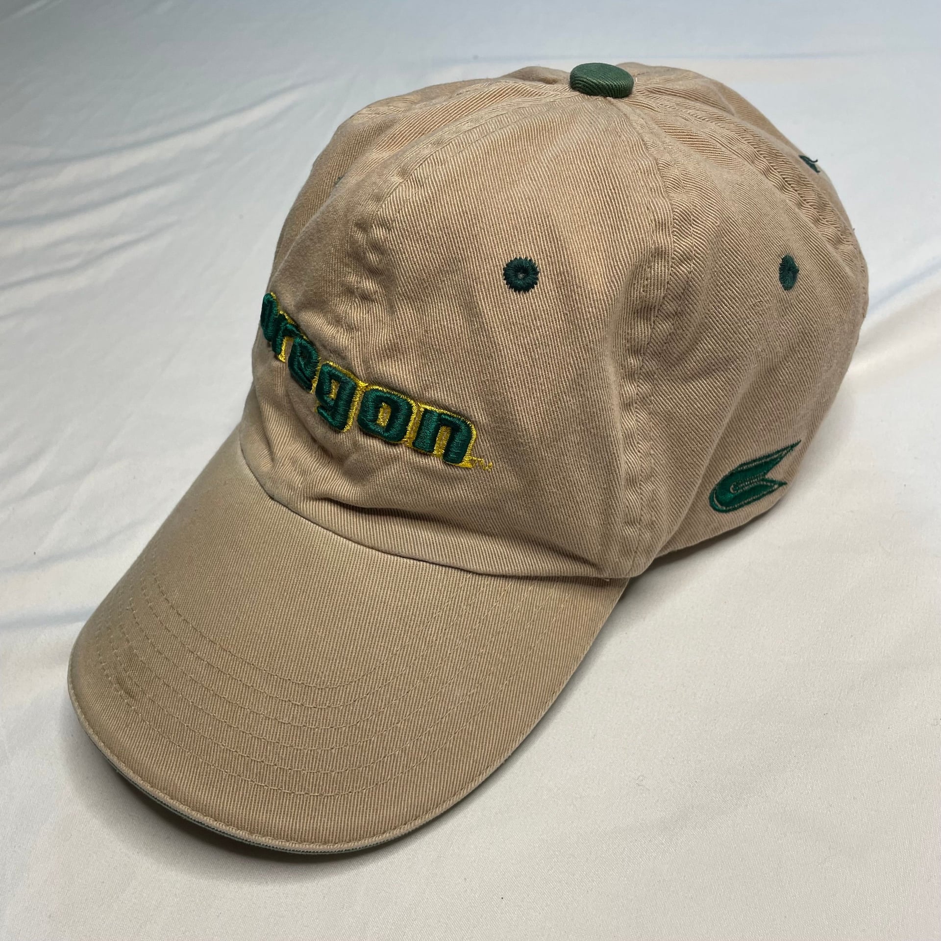 Oregon Ducks Tan Hat Green Embroidered Logo Adjustable 2
