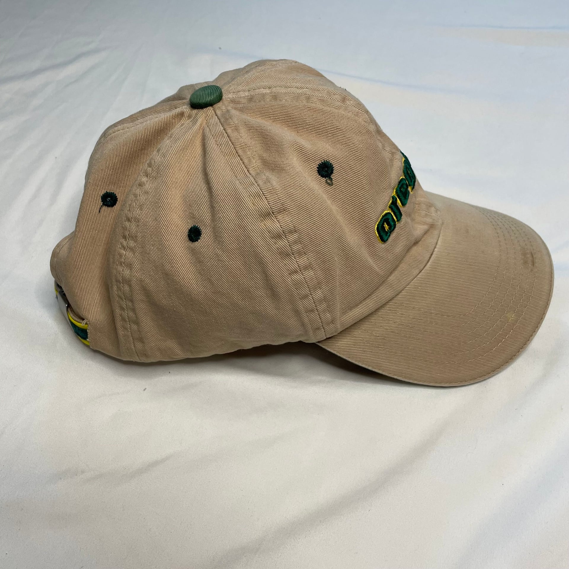 Oregon Ducks Tan Hat Green Embroidered Logo Adjustable 4
