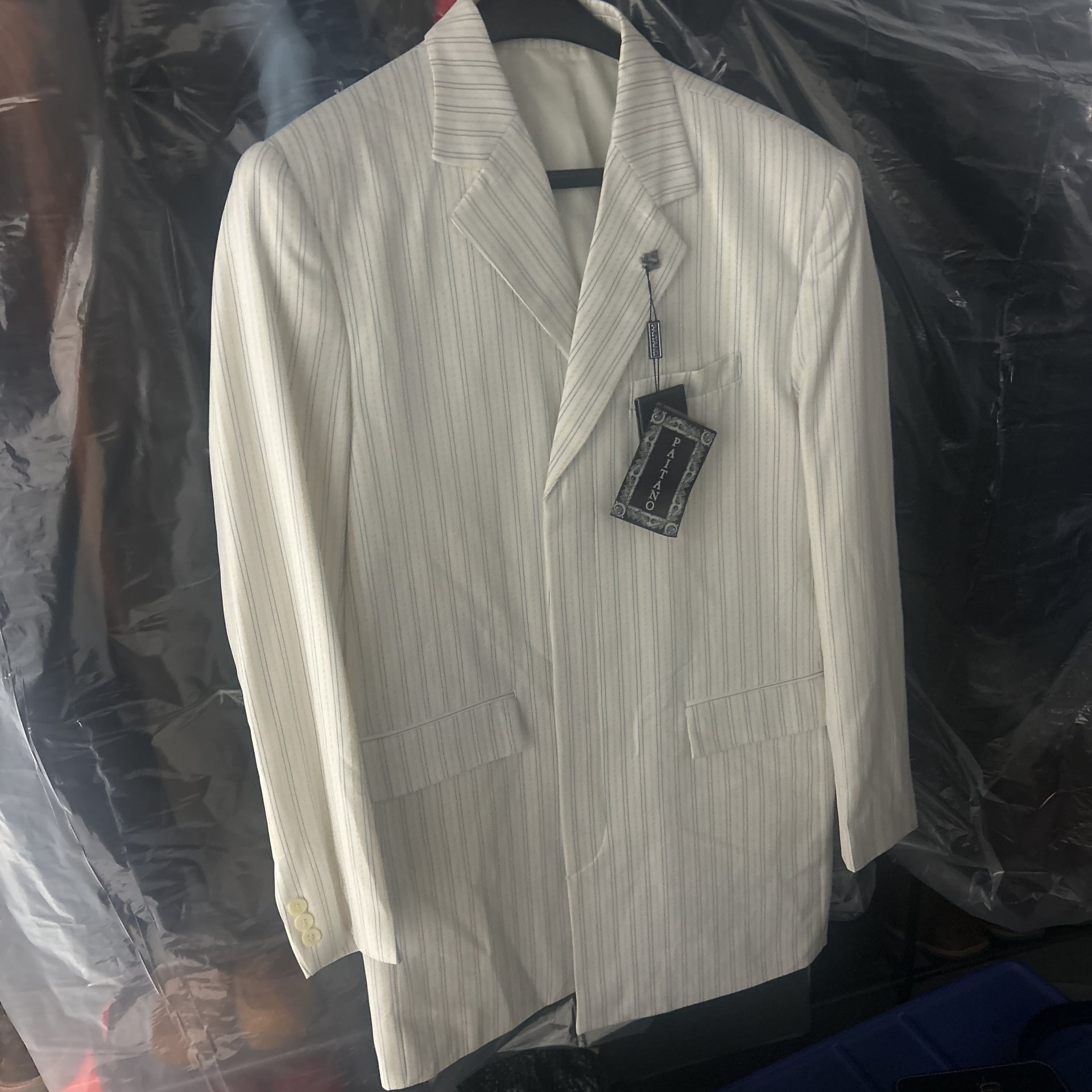 Paitano Ace Platinum AC Green Collection White Pinstripe 3-Piece Suit 1