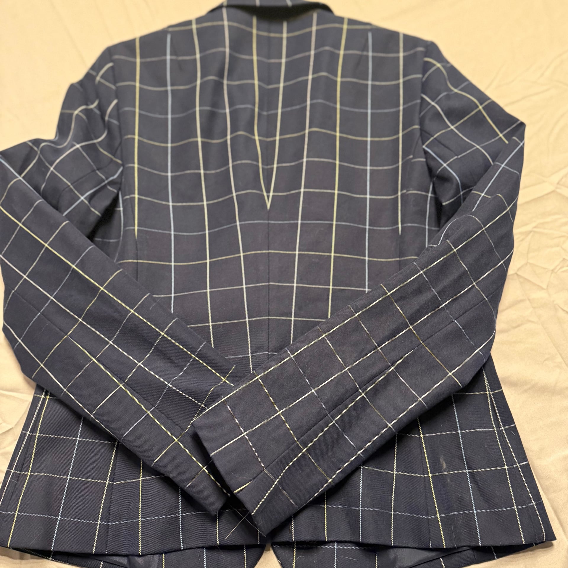 Banana Republic Navy Blue Windowpane Plaid Classic Fit Blazer size 6 NWT luxury  8