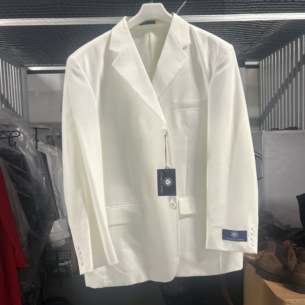Vittorio St. Angelo Men's Off-White 3-Button Single Breasted Suit Blazer Jacket