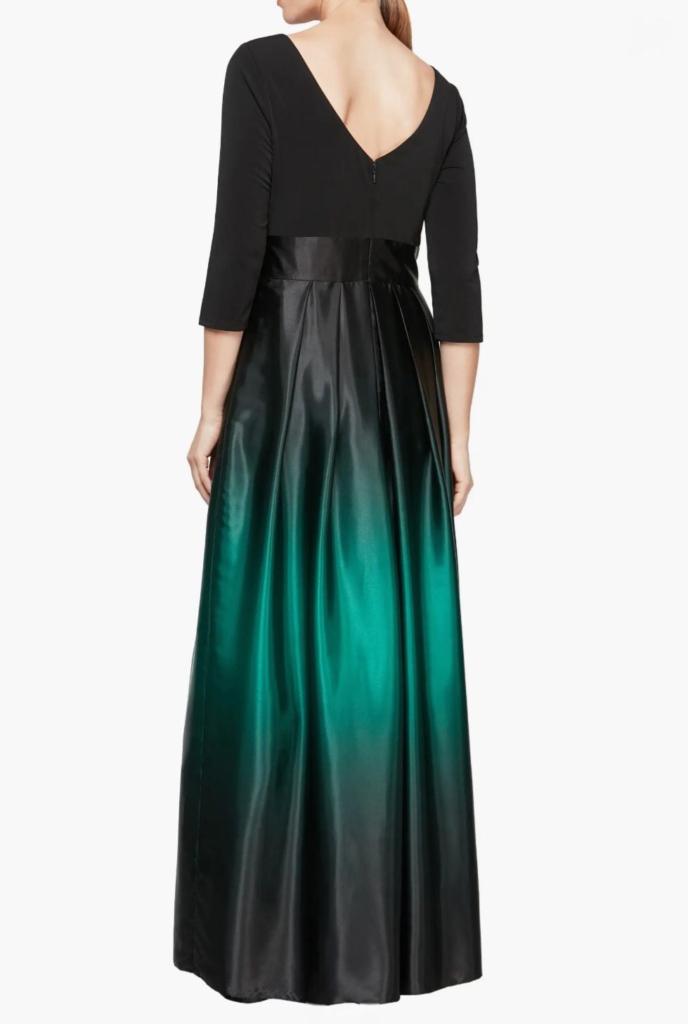 SL FASHIONS 3/4 Length Sleeve Ombre Dress, NWT,Black/Green 3