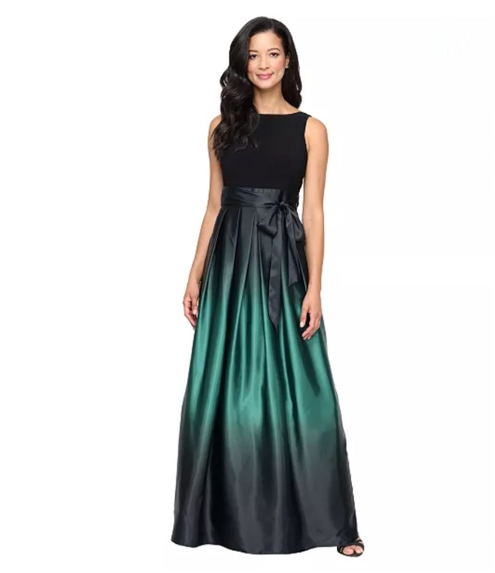 SL FASHIONS 3/4 Length Sleeve Ombre Dress, NWT,Black/Green 5