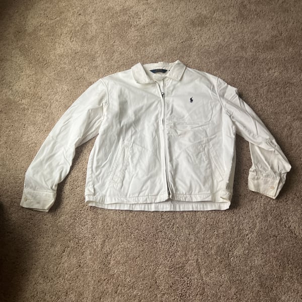 Vintage Polo Ralph Lauren White Cotton Harrington Windbreaker Jacket