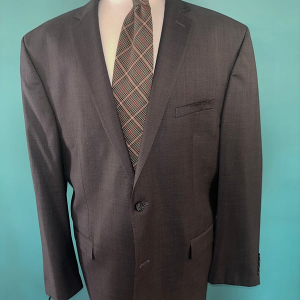 Joseph Abboud Mens Wool Gray SharkskinTwo-Button Suit Jacket 50 R