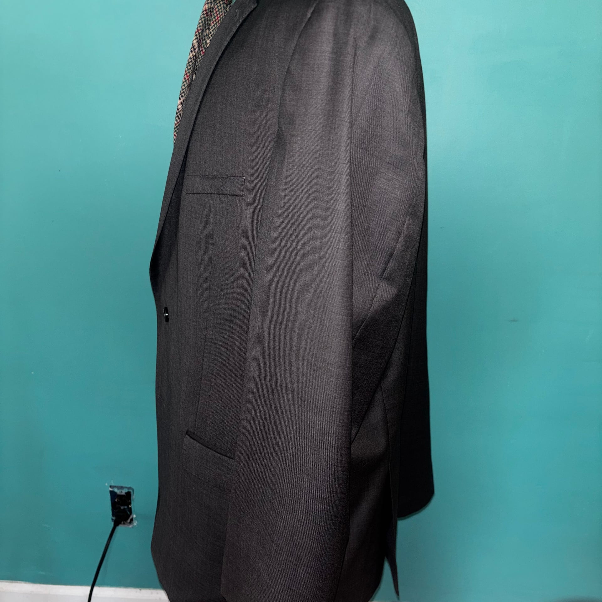 Joseph Abboud Mens Wool Gray SharkskinTwo-Button Suit Jacket 50 R 6