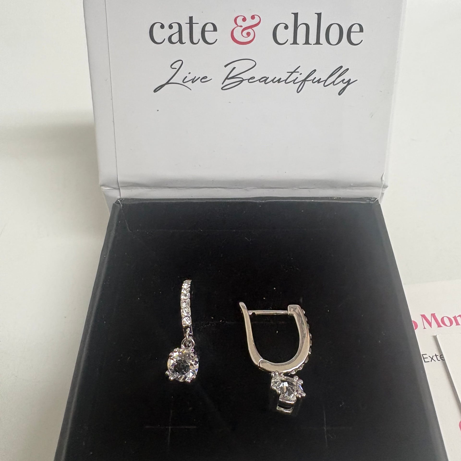 Cate & Chloe McKenzie 18k White Gold Plated Dangling Earrings CZ 2