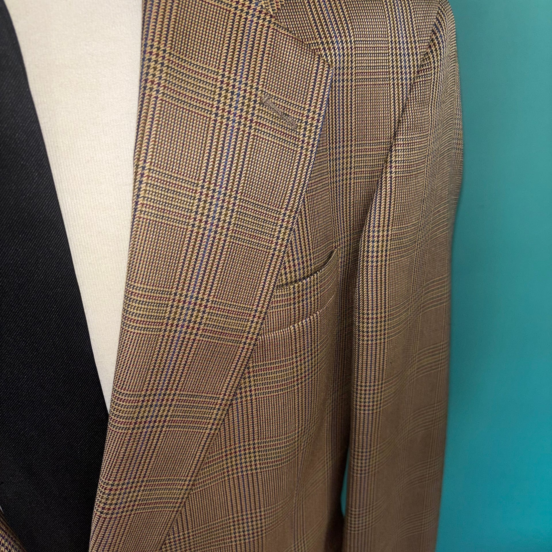H. Oritsky Vintage Brown Houndstooth Silk & Wool Blend Sport Coat Blazer 44 2