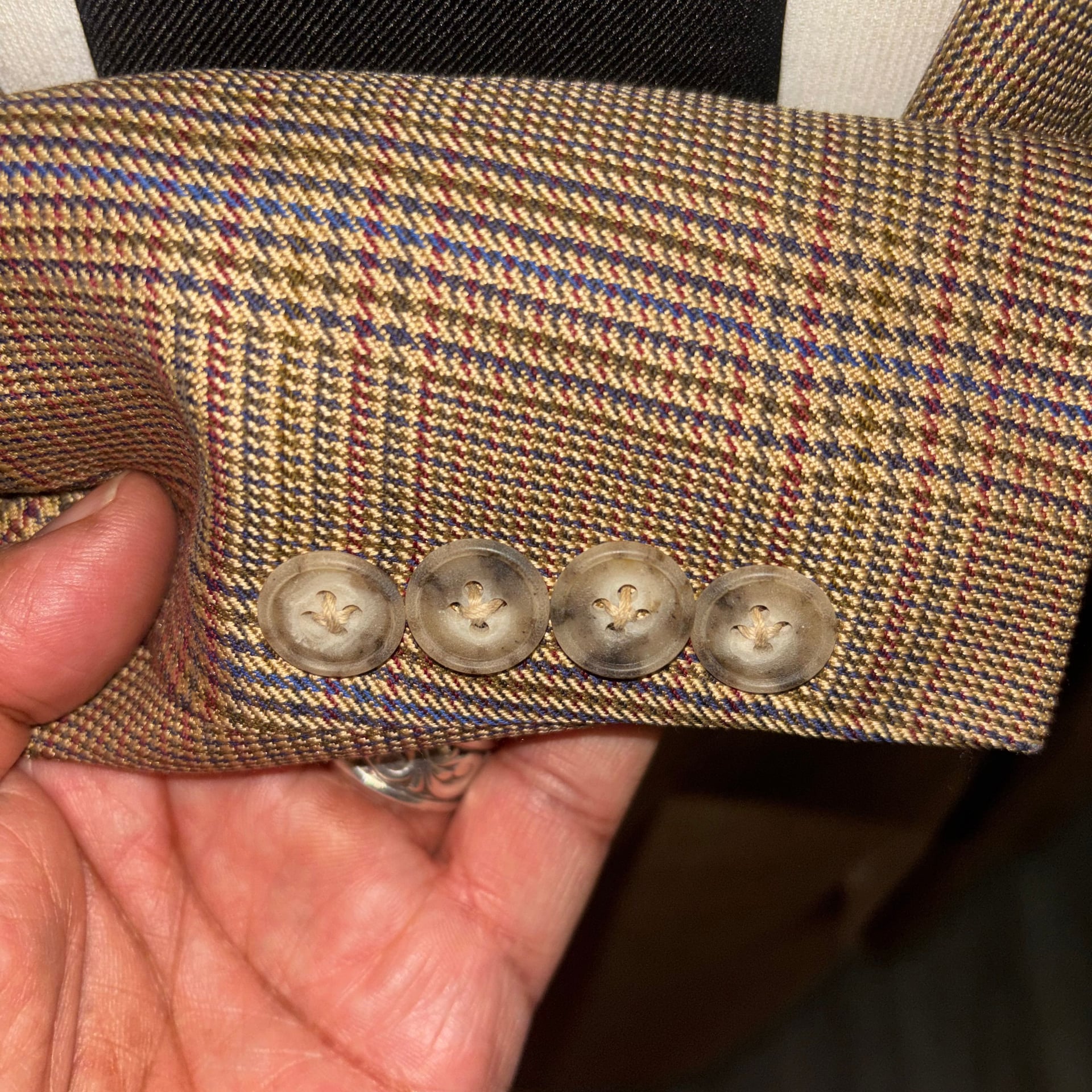 H. Oritsky Vintage Brown Houndstooth Silk & Wool Blend Sport Coat Blazer 44 3