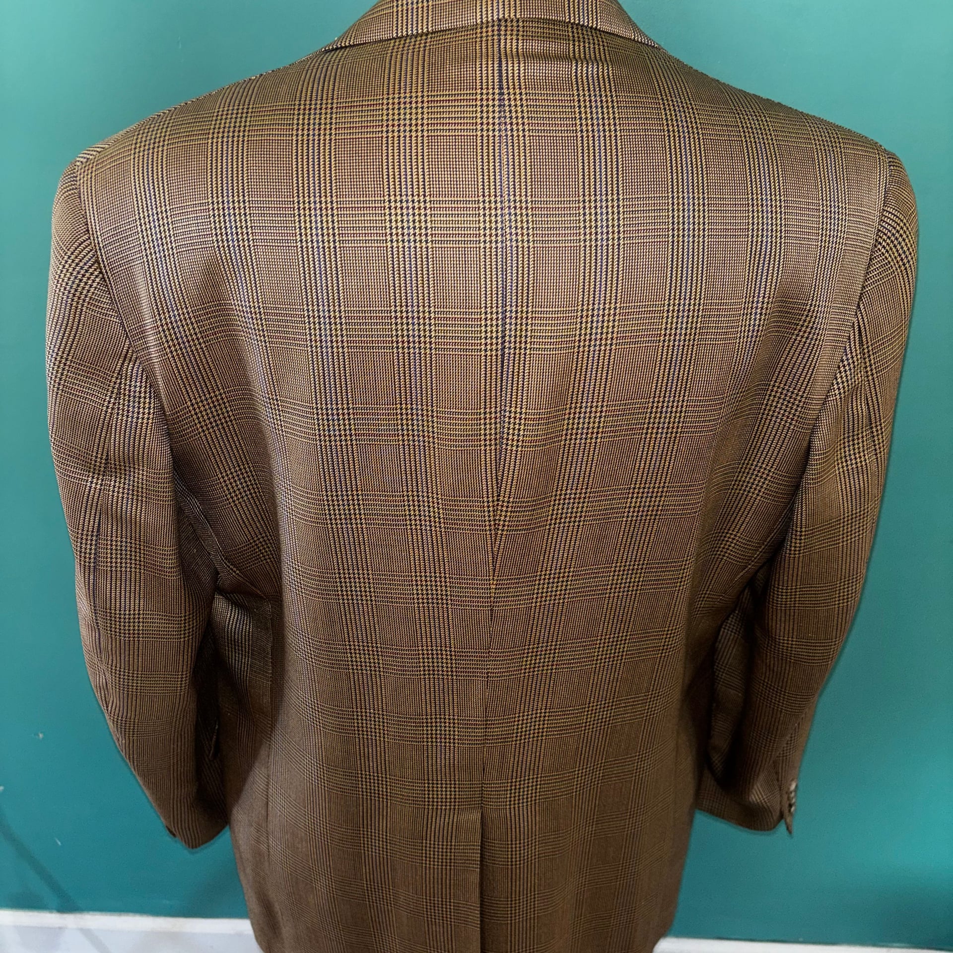 H. Oritsky Vintage Brown Houndstooth Silk & Wool Blend Sport Coat Blazer 44 6