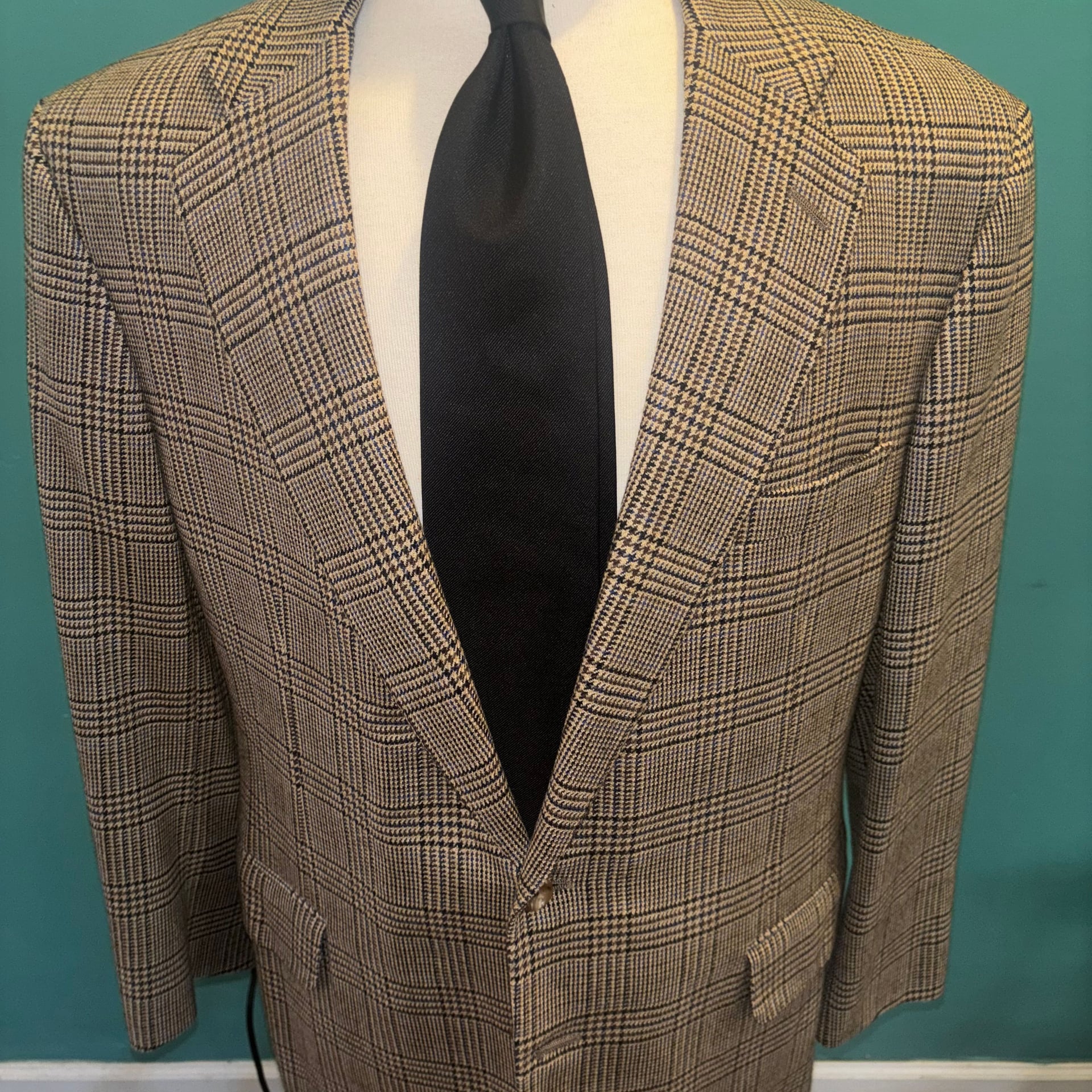 Tom James Brown Plaid Wool Flannel Two Button Sport Coat 42 1