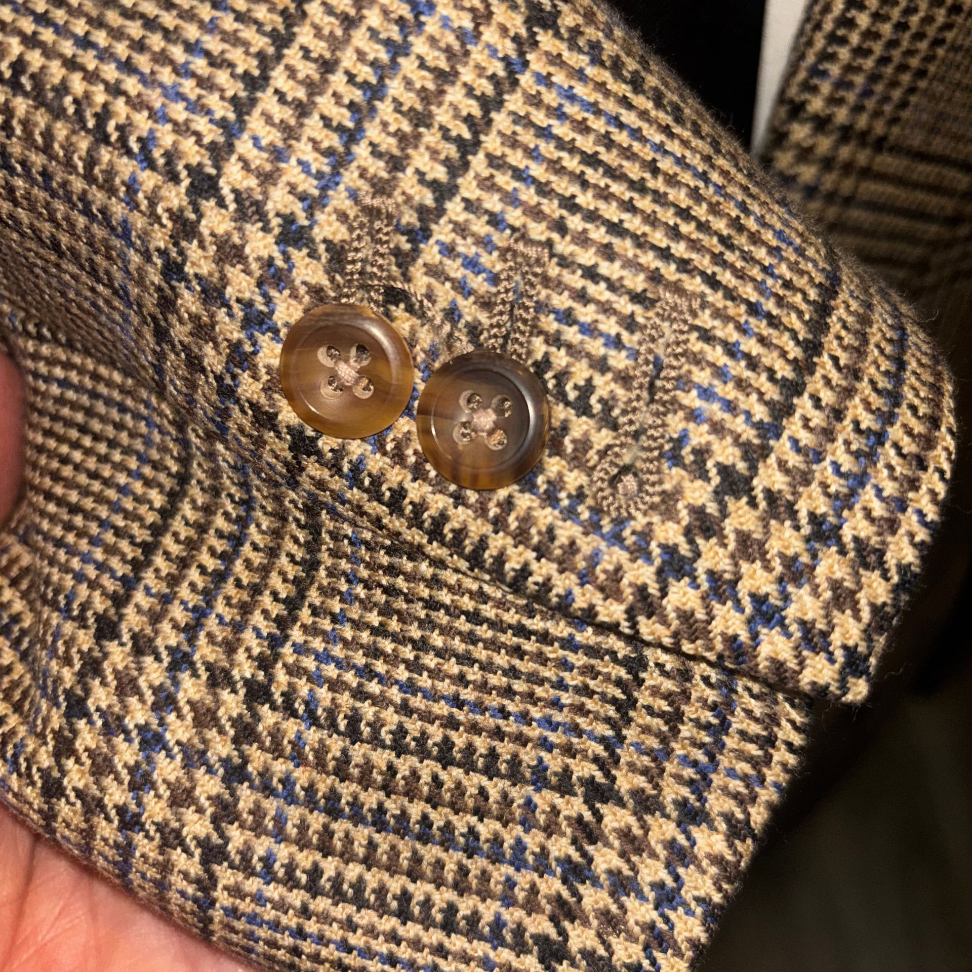 Tom James Brown Plaid Wool Flannel Two Button Sport Coat 42 3