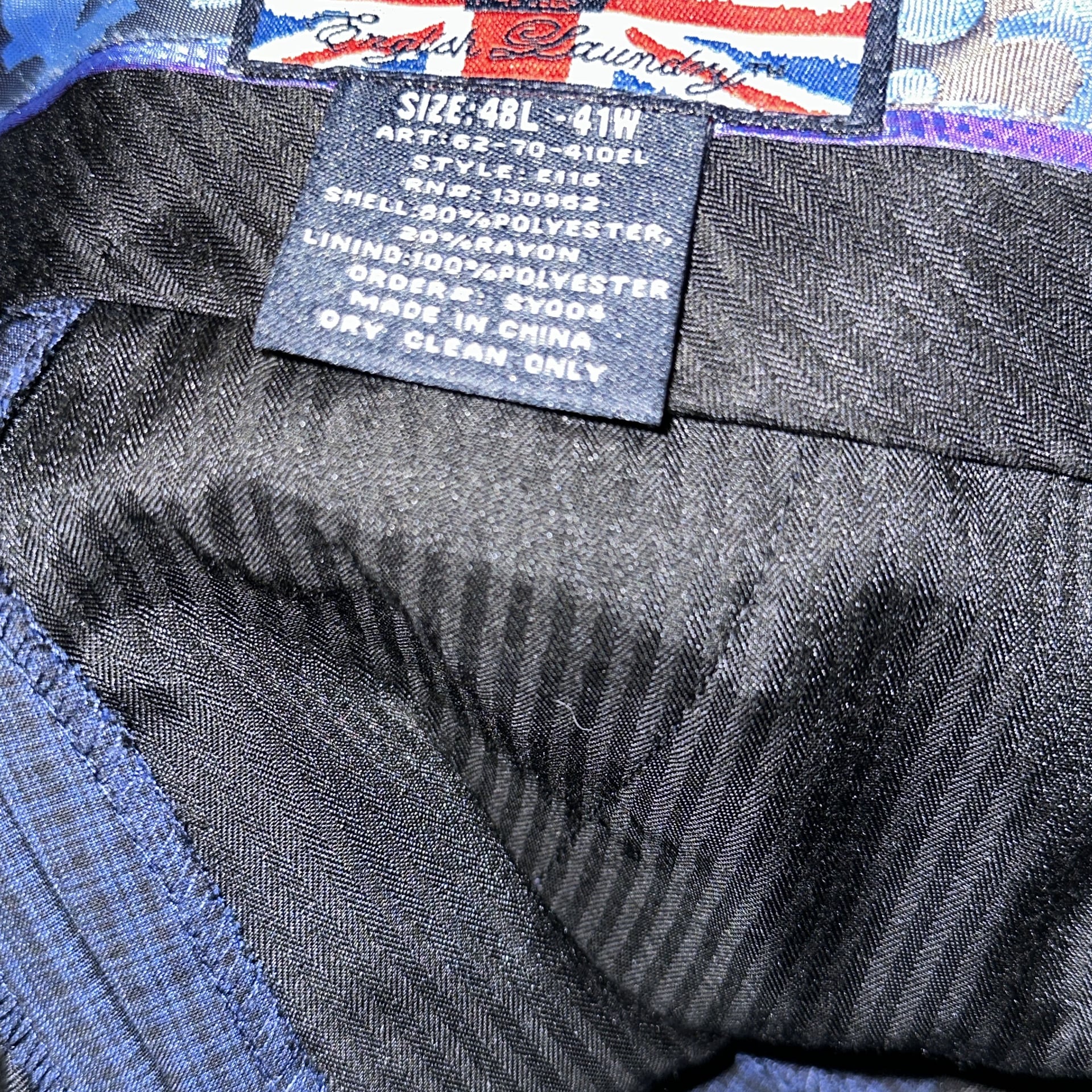 English Laundry Men's Navy Micro-Grid Blazer with Paisley Lining 18