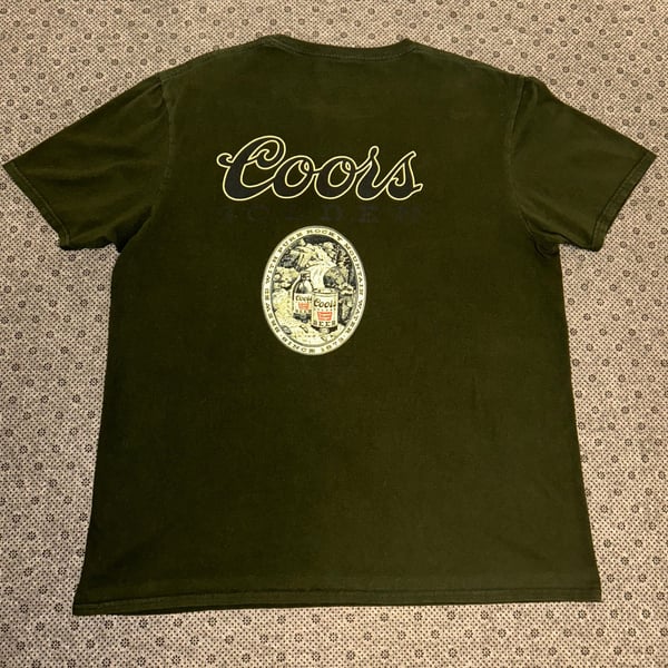 Coors Banquet Beer Golden Colorado Fatigue Green Graphic T-Shirt Large