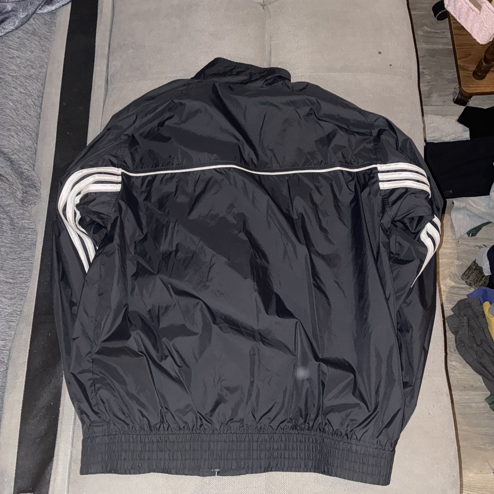 Vintage 90s Adidas Reversible Windbreaker Jacket Black White Gray 3